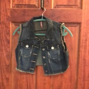 True Rock blue jean cropped vest